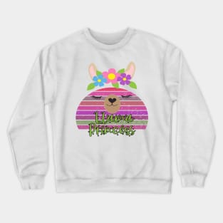 Vintage Llama Face Design - Llama Princess Crewneck Sweatshirt